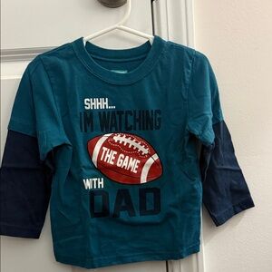 Garanimals Teal and Navy Long Sleeve Kids Tee - Football Graphic
